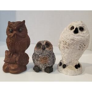 Vintage Trio Of Owl Figurines